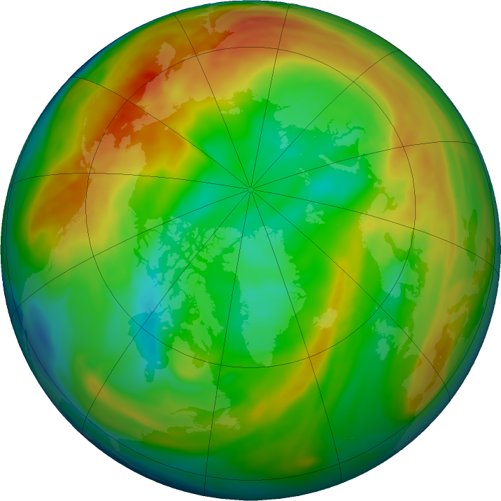 Arctic ozone map for 20 January 2020